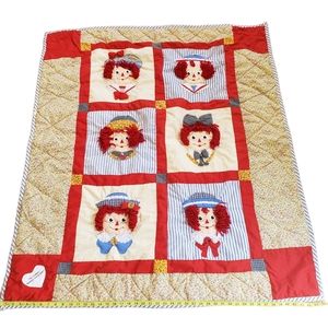 The Original Raggedy Ann & Andy by Applause Crib Quilt Blanket Reversible Throw